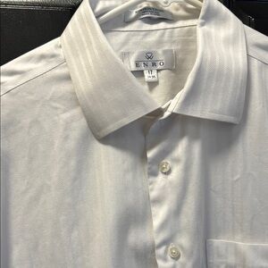 ENRO Men's White Button down flip cuff Shirt